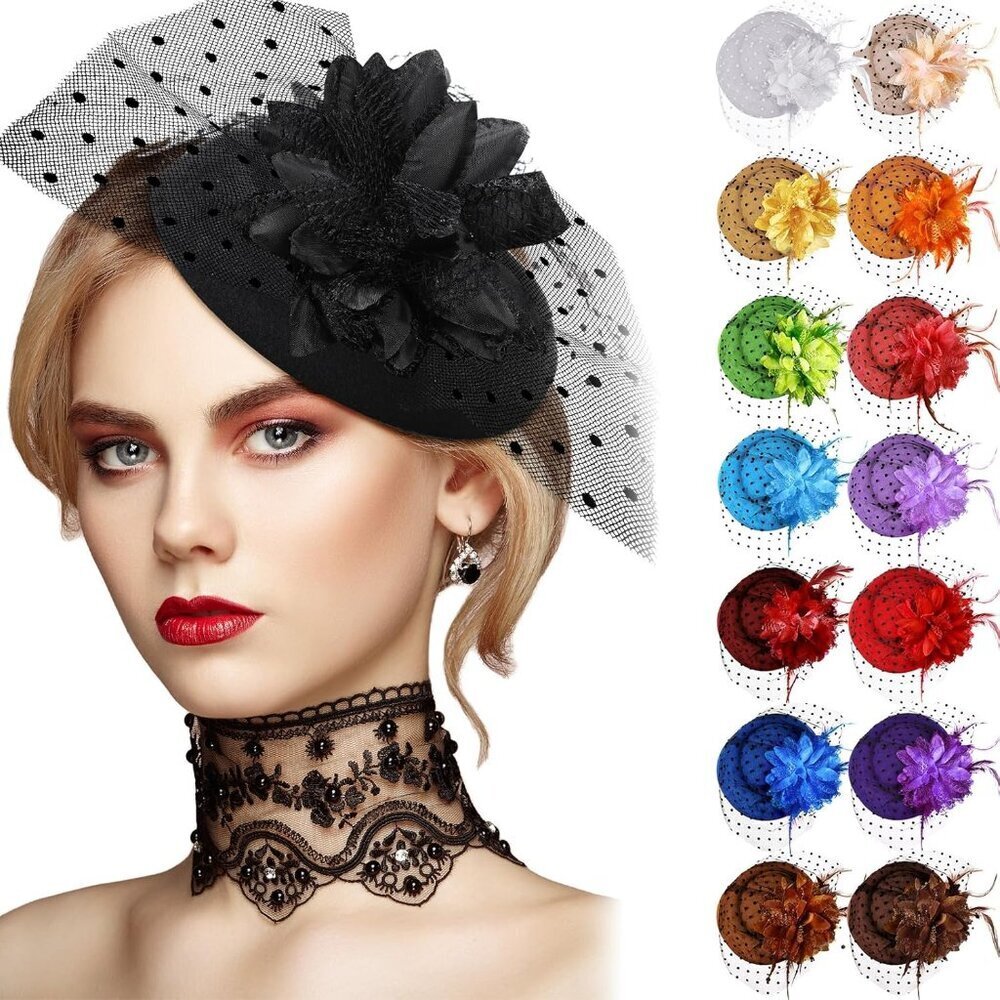 15 Pcs Feather Fascinators for Women Vintage Retro Bridal Tea Party Gift